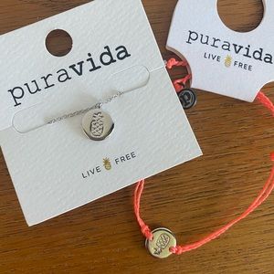 Pura Vida pineapple necklace and bracelet